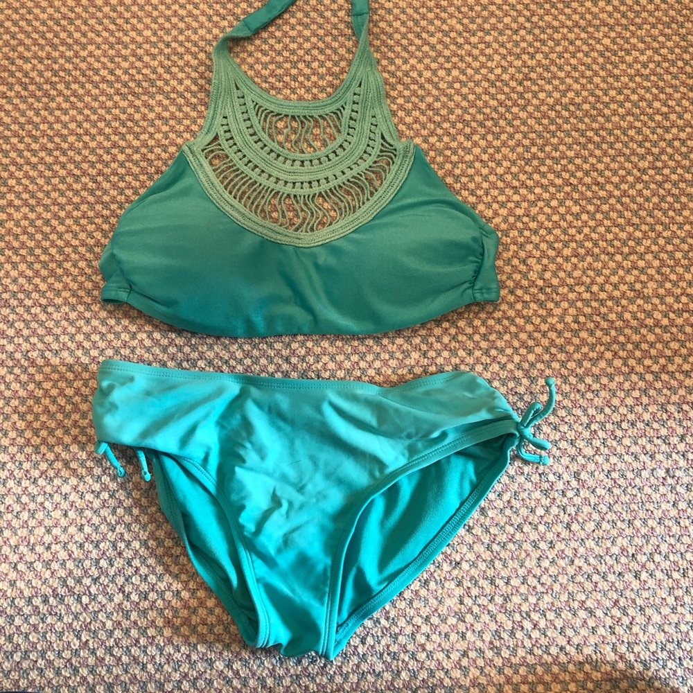Turquoise crochet bikini